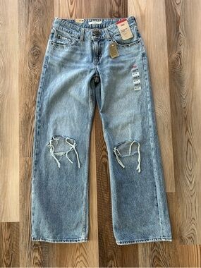 Levi's Light Blue Superlow Loose Jeans with Red Logo Relaxed Baggy